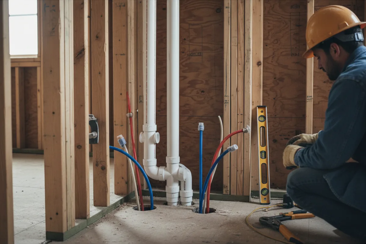 Drain and supply rough-in during Leak Detection in Saint Stephen